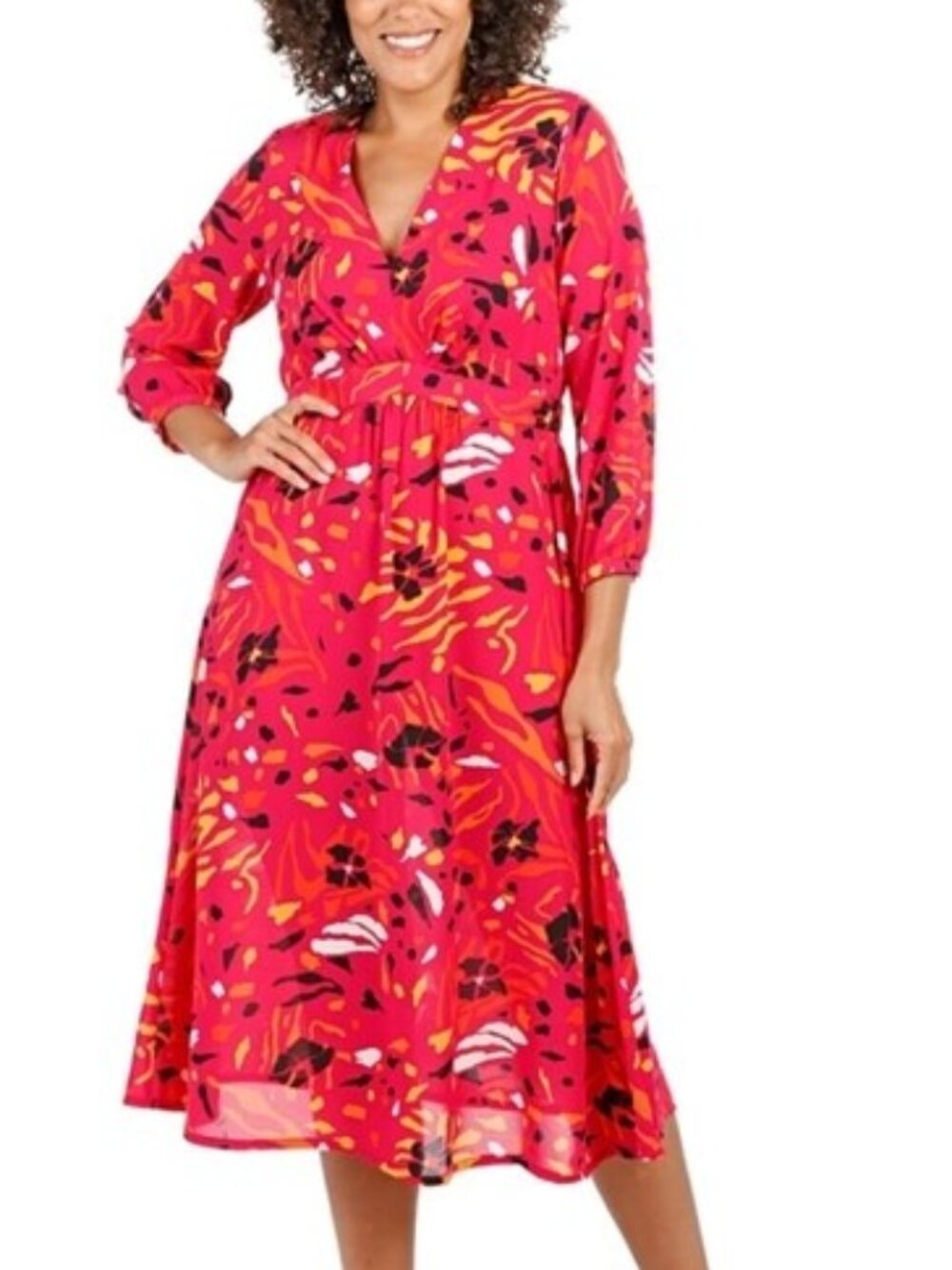 NWT, VANESSA WILLIAMS V-Neck Midi Dress - S